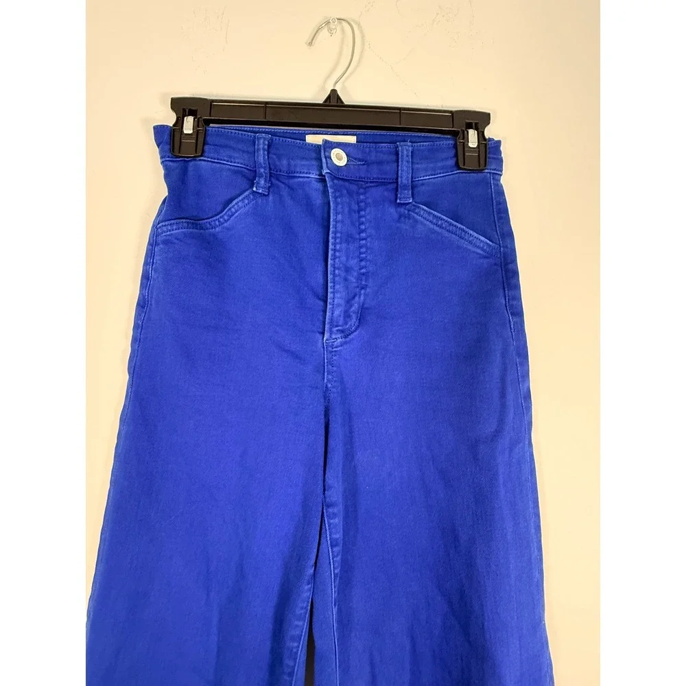 Favorite Daughter The Mischa Wide Leg Jeans Electric Blue Raw Hem 24